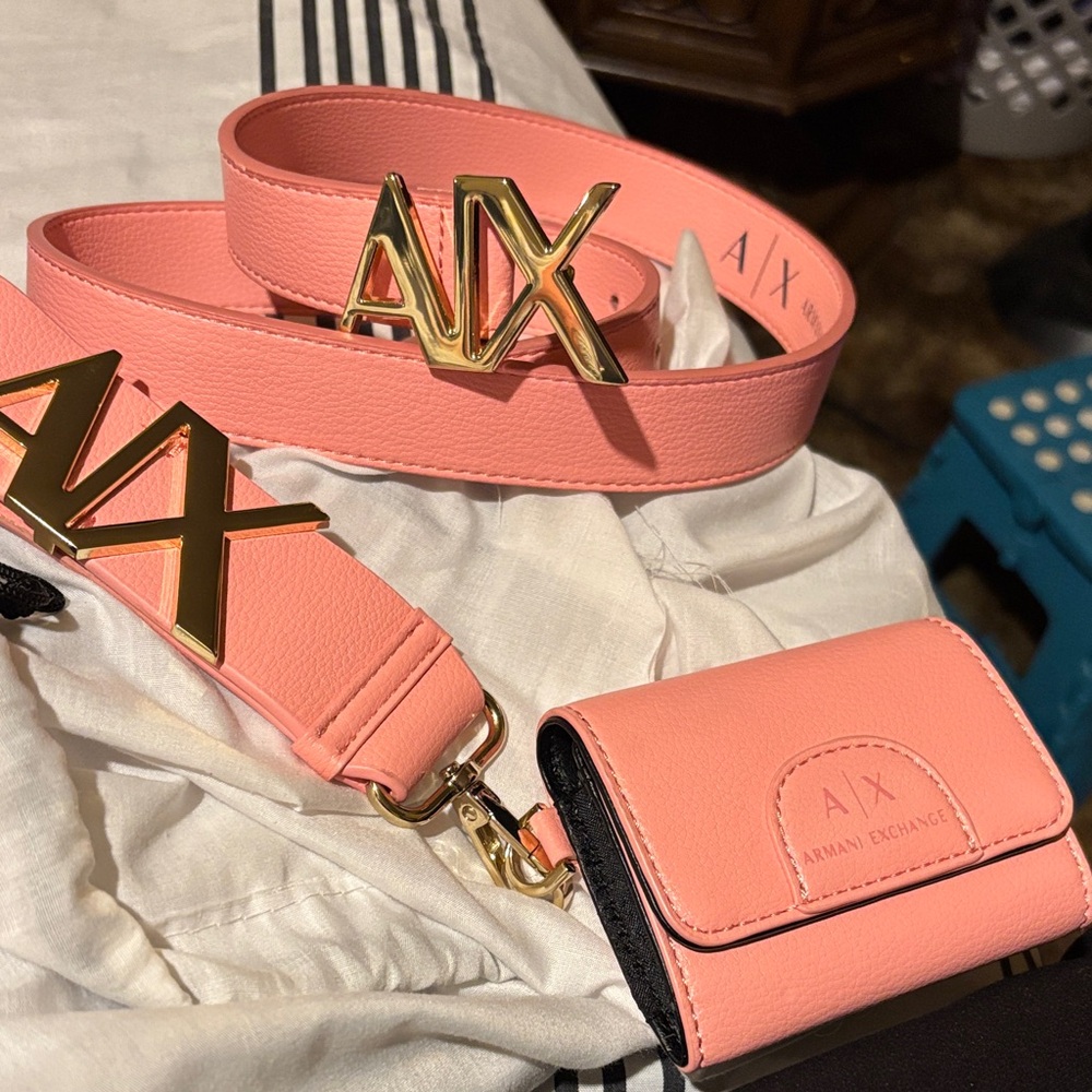 Armani Exchange Coral Crossbody Bag with Gold Accents